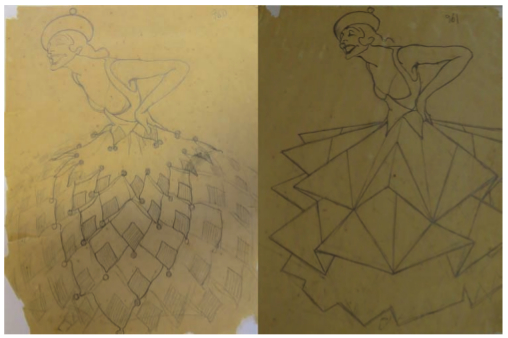 Estudios de figurines
de La ni&ntilde;a bonita para El fandango de candil. 1927