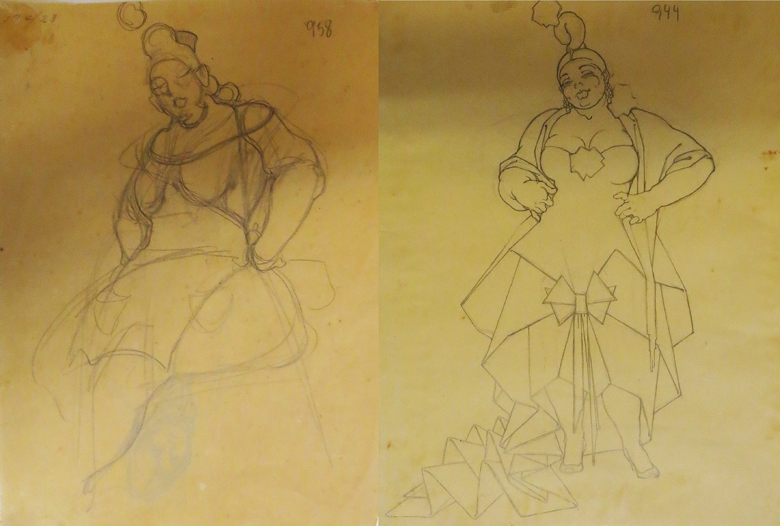 Estudios de figurines de La vieja para El fandango de candil. 1927.