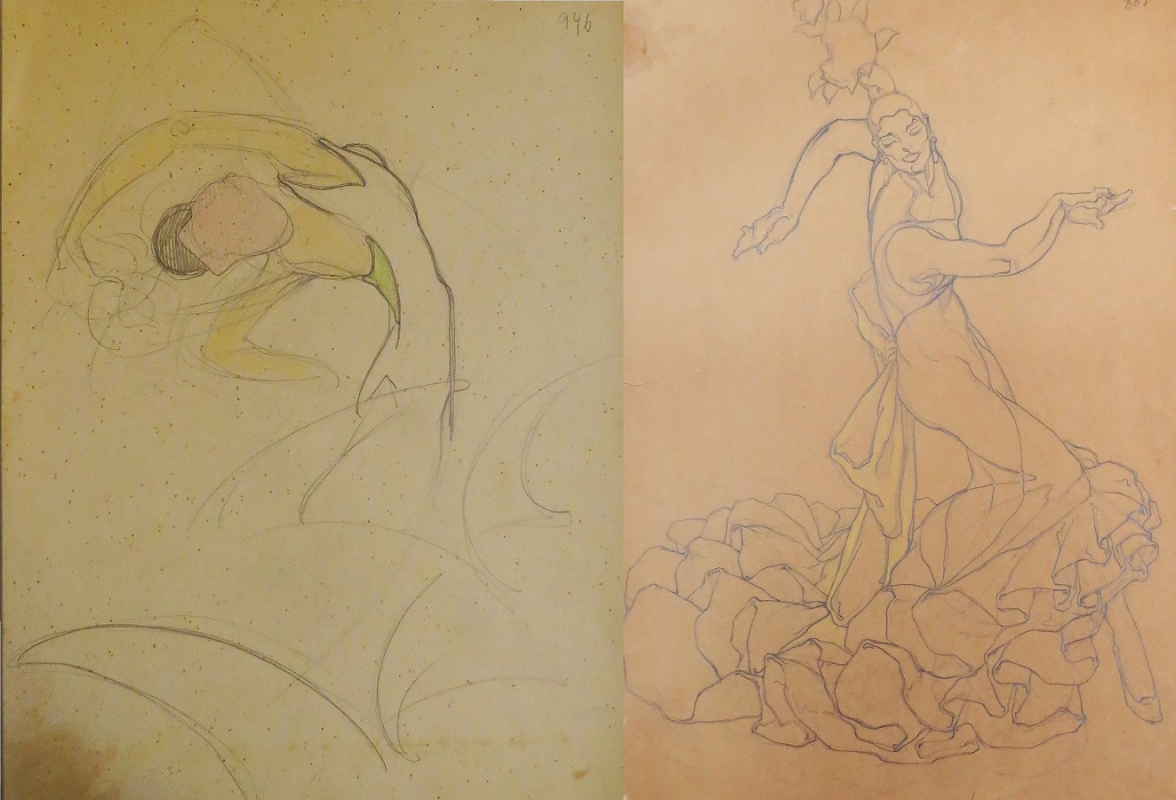 Estudios de figurines
de Sole&aacute;
para Triana. 1929.