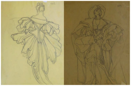 Estudios de
figurines  para El
aventurero. 1929. 