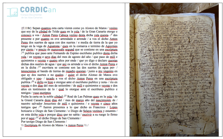  Modelo de transcripci&oacute;n (AHPLP, PN 737, f. 118r). 