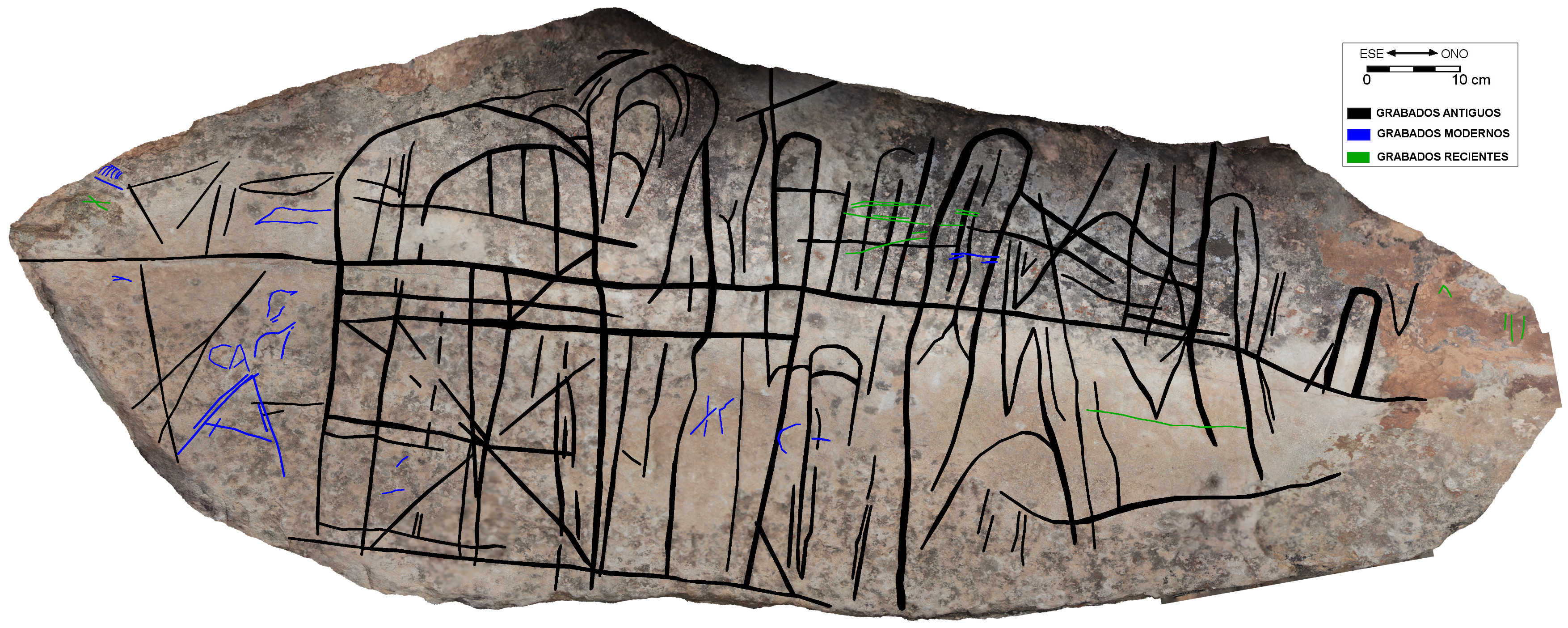 Roque de Malpaso, panel 1: ortofoto con calco.