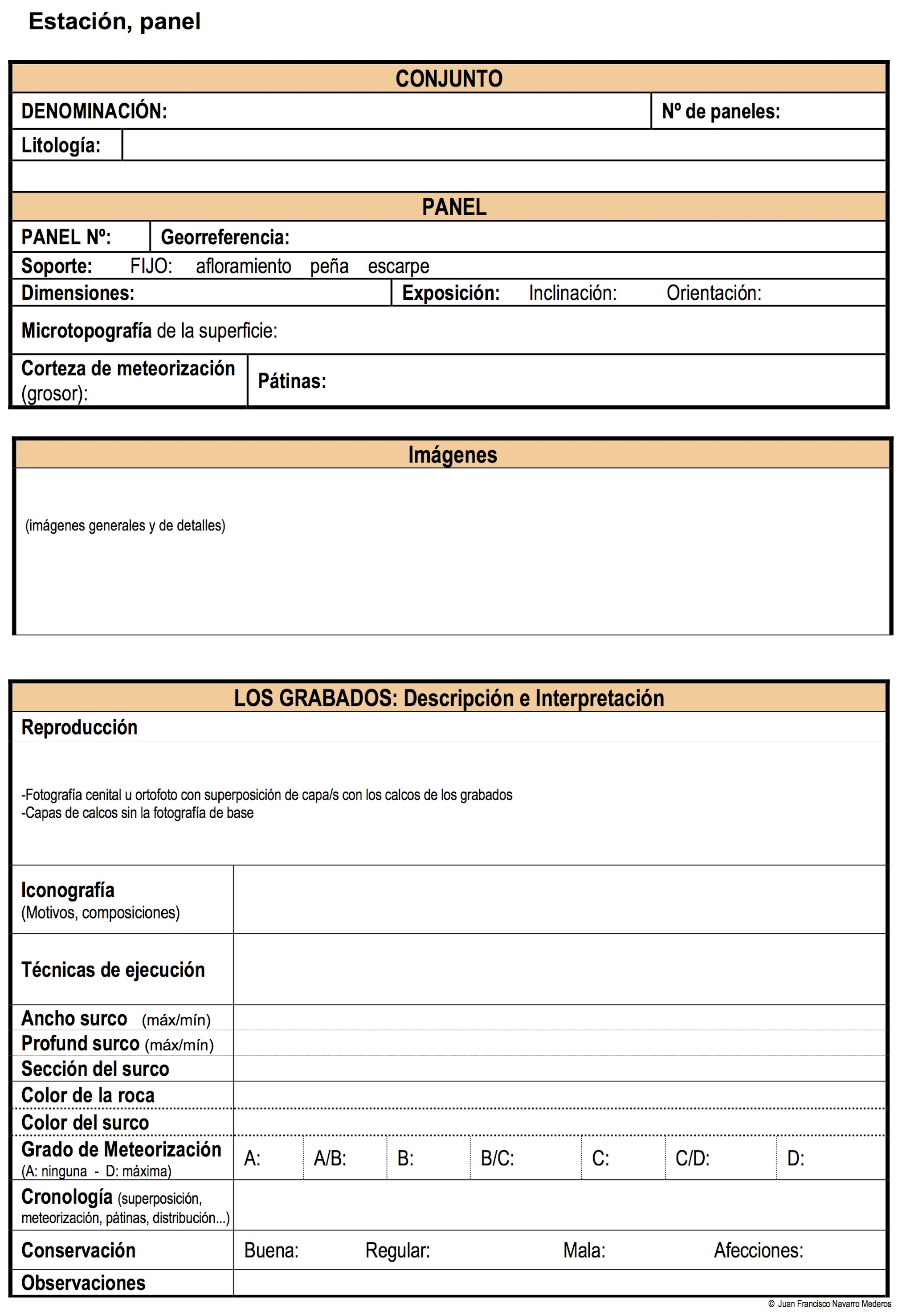 Ficha de registro de campo.
