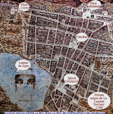 Ubicaci&oacute;n de la plaza del Cristo, en el plano del ingeniero italiano Leonardo Torriani de 1588. (Foto: internet).