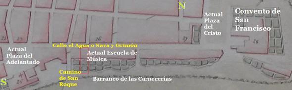 Pa&ntilde;o del muro de la trasera de la &ldquo;Escuela Municipal de M&uacute;sica Guillermo Gonz&aacute;lez&rdquo;, sito en la calle Barranco Gonzali&aacute;nez, en San Crist&oacute;bal de La Laguna. Foto del estado actual de la construcci&oacute;n. Representaci&oacute;n estratigr&aacute;fica, mediante la aplicaci&oacute;n del sistema Harris. Su ubicaci&oacute;n figura en el plano de Leonardo Torriani y en la cartograf&iacute;a actual. La informaci&oacute;n gr&aacute;fica ha sido realizada por Alberto Garc&iacute;a Montes de Oca, Victoria Mar&iacute;a del Toro Ojeda e Ylenia Zamora Gonz&aacute;lez.