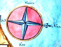 Detalles del mapa 10. Br&uacute;jula de orientaci&oacute;n en el mapa de La Angostura.