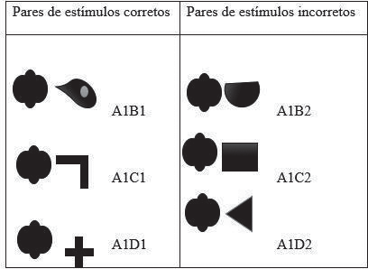 Pares de estímulos corretos e
incorretos da Fase 1.