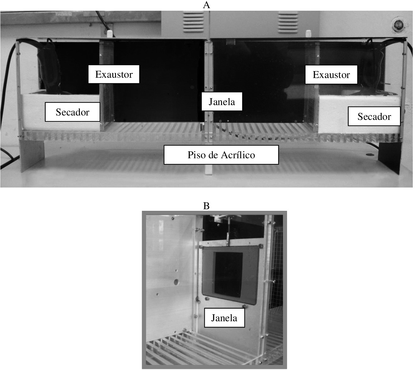 Foto da câmara experimental (Shuttlebox) com o operandum (saltar) ativo utilizado na fase de tratamento