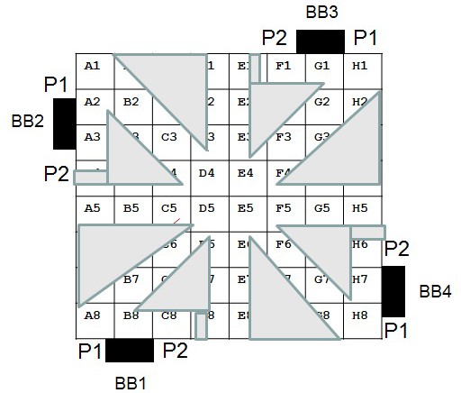 Representacin esquemtica de la condicin de restriccin espacial “Laberinto radial” Experimento 1