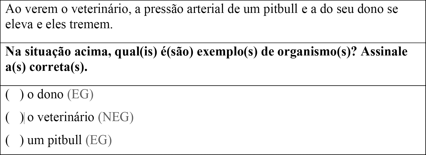 Exemplo de questo apresentada