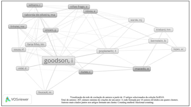 Rede de cocita&ccedil;&otilde;es nos artigos de hist&oacute;ria do curr&iacute;culo