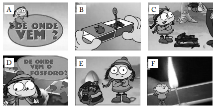 (A, B, C, D, E, F and G) Fotogramas da anima&ccedil;&atilde;o De onde vem o f&oacute;sforo?