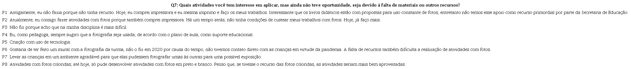 Manifestação acerca das atividades com uso da fotografia