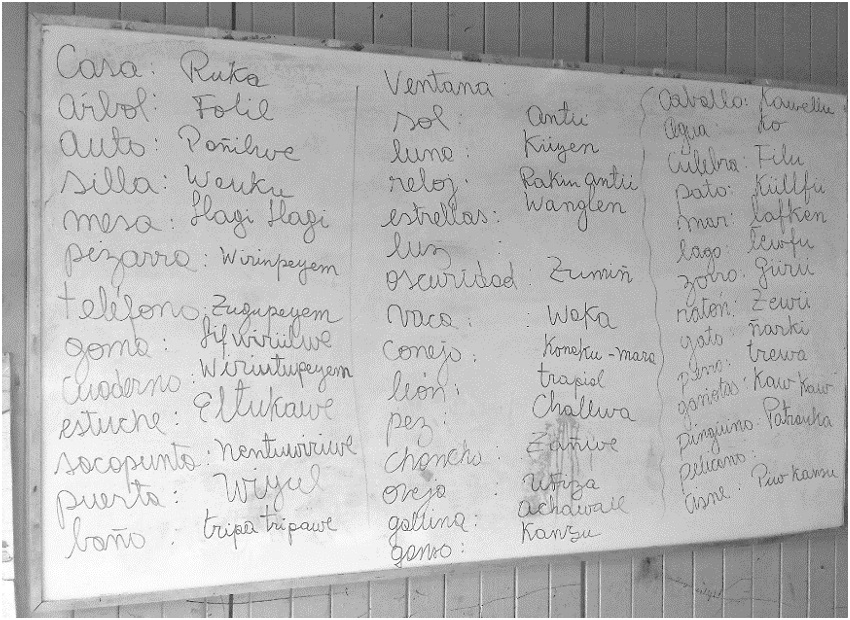 Listado de vocabulario como m&eacute;todo de ense&ntilde;anza del 
						mapunzugun.
					