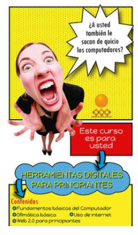 Policy
artifact in Case 2: flyer for a computer course. Designed by Ana Mar&iacute;a Arrieta
(Graphic Designer). Creative Commons Licensed: https://www.flickr.com/photos/virtualizacionuniquindio/9723385965/