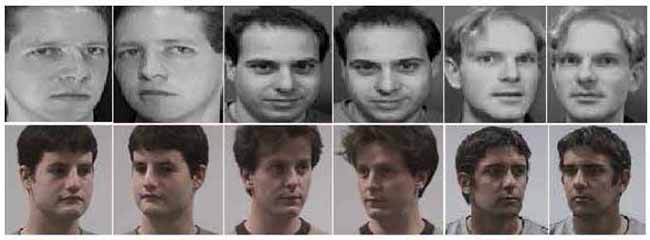 Figure 5. In the first row of face, images are from ORL Database, while the second row was from Head Pose Database