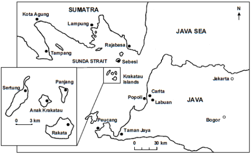 Fig 1. Map of Krakatau Islands (Adopted from Parish, 2002)