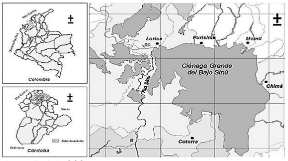 Figura 3. Área de estudio de la CGS Fuente: (Lans, E, Marrugo, J, y Diaz: 2008).