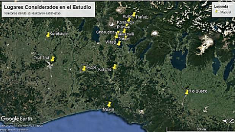 Lugares considerados en el estudio