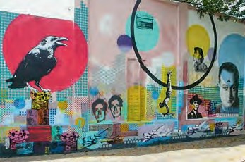 Intervención visual de Dardo Malatesta y Darío Suárez en la pared externa de Cösmiko (abril de 2017).