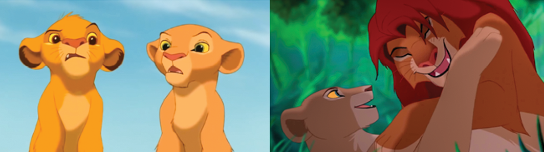 Figura 3. Disney (1994). Simba y Nala como representacin de la ruptura de la inmediatez del amor romntico. En El rey len (Hahn, 1994)