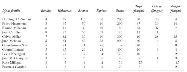 Estructura agropecuaria mapuche, Cholchol, 1892