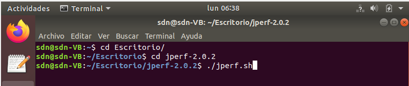 Comando para ingresar y ejecutar JPerf
