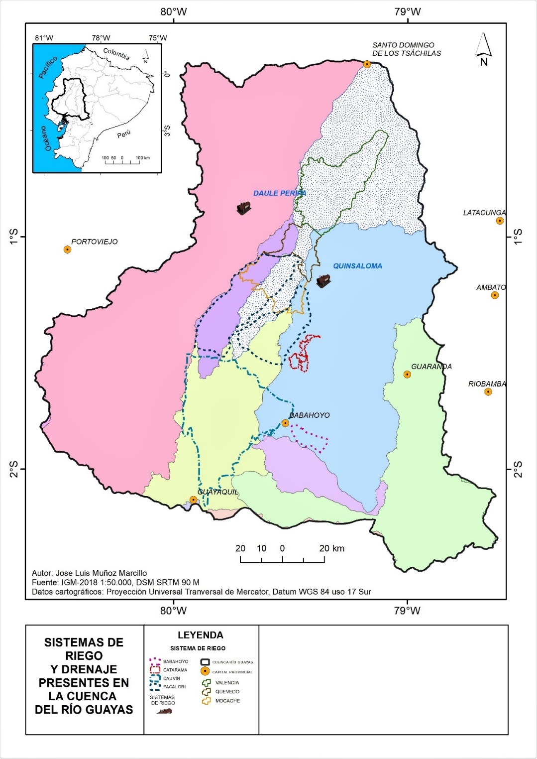 Ubicacin de proyectos de riego y drenaje de la cuenca del Guayas