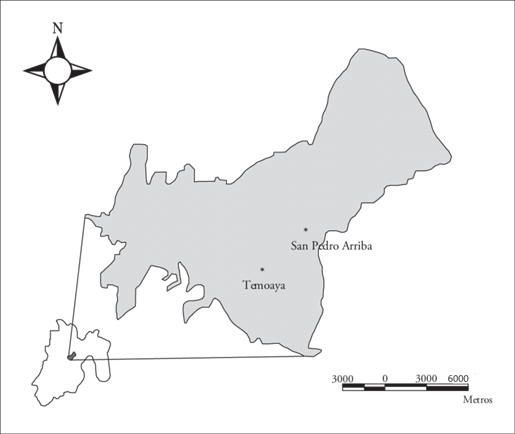 Localizaci�n de Temoaya en el Estado de M�xico