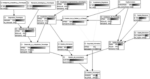 Modelo gráfico nivel deficiente de seguridad informática.