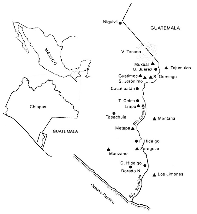 Sitios arqueol&oacute;gicos y poblaciones mencionados en el texto.