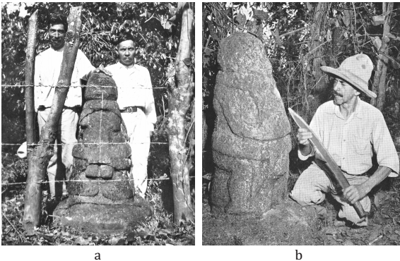 San Jer&oacute;nimo. Escultura 4: a, Fotograf&iacute;a de J. Coffin, 1935; b, Fotograf&iacute;a de M. Stirling, 1947.