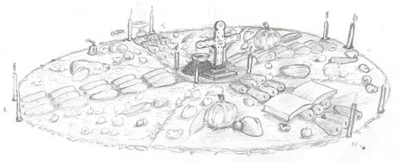Representaci&oacute;n de un altar circular (Dibujo de R. D&rsquo;Alessandro).