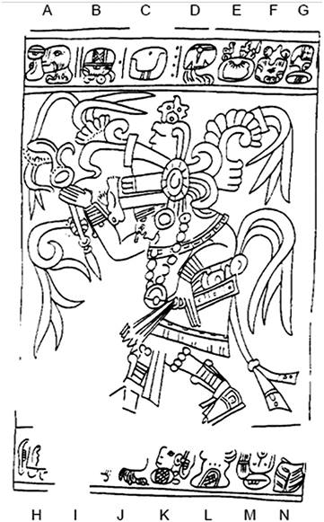 Tapa de b&oacute;veda del Templo y Tumba Desconocidos (Tozzer,
								1957, II: Figura 540).