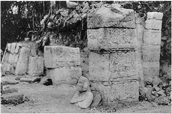 La entrada del Templo de los B&uacute;hos tras la intervencion de Morley (Ruppert, 1952: figura 146a).