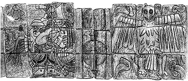 El friso del Templo de los B&uacute;hos, detalle (Schmidt, 2007).