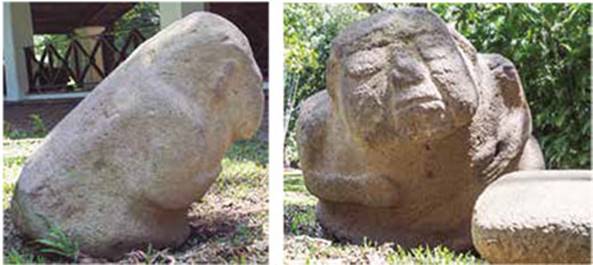 Monumento 1 de Concepci&oacute;n-Cementerio, Escuintla. Vista frontal y lateral.