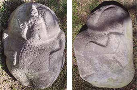 Monumento 4 de Concepci&oacute;n-Cementerio, Escuintla. Vista frontal y lateral.