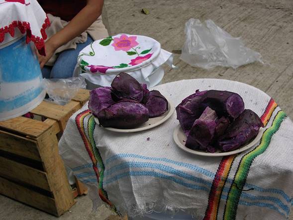 Venta de camote hervido. Fotografía de Carla Tapia