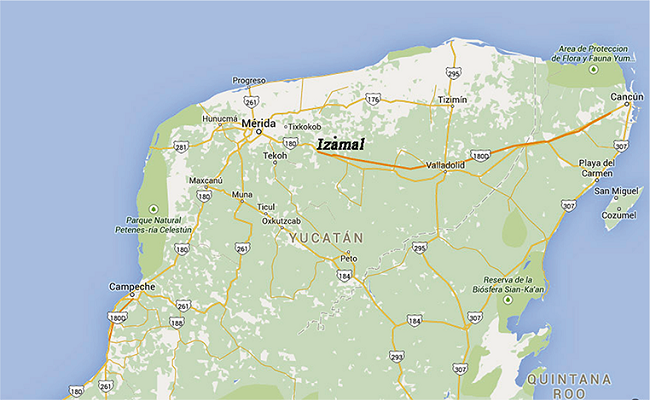 Localizaci&oacute;n de Izamal.