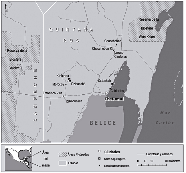 Ubicaci&oacute;n de la localidad de Morocoy, Quintana Roo. 