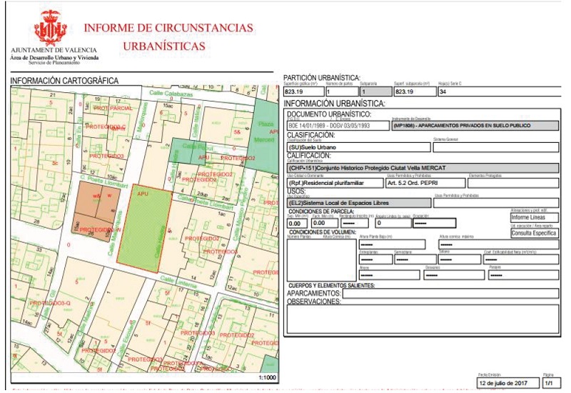Figura 6. Ficha urbanística de la Calle Hiedra (barrio de Velluters)