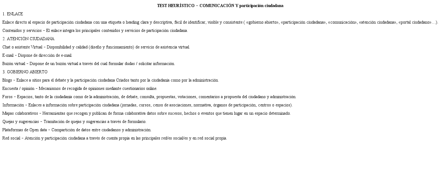 Tabla 3. Contenido del test de comunicaci&oacute;n y participaci&oacute;n ciudadana