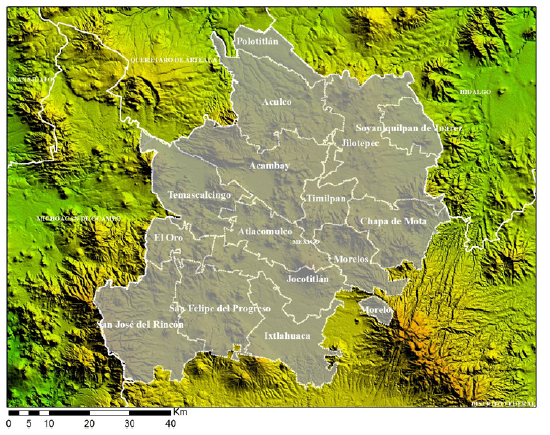 Localizaci&oacute;n de los municipios que integran la regi&oacute;n Atlacomulco.