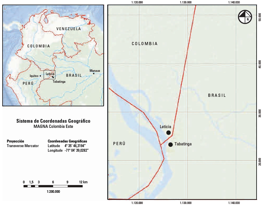 Mapa de ubicación de Leticia y Tabatinga