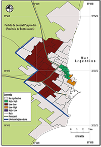 Mar del Plata, autocorrelación
  espacial univariada de PHA, LISA clúster.