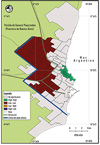 Mar del Plata, autocorrelación
  espacial univariada de cantidad de  VPUT, LISA clúster.