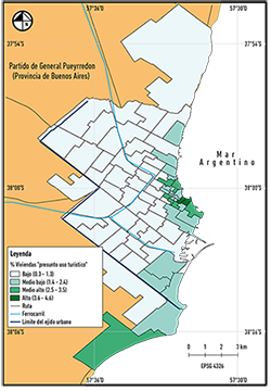 Porcentaje de viviendas de presunto uso
  turístico (VPUT) en Mar del Plata.