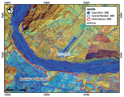 Interpretaci&oacute;n del cauce activo en el 2000.