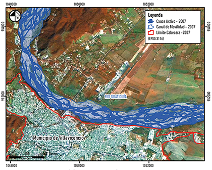 Interpretaci&oacute;n del cauce activo en el 2007.